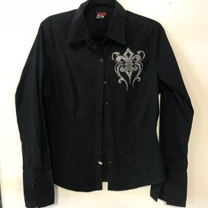 Bling Fluer De Lis Western Button Down